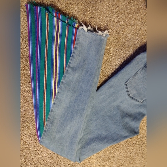 Prana Bell-Bottom Wide Flare Denim Jeans with Multicolor Stripes - Picture 15 of 15